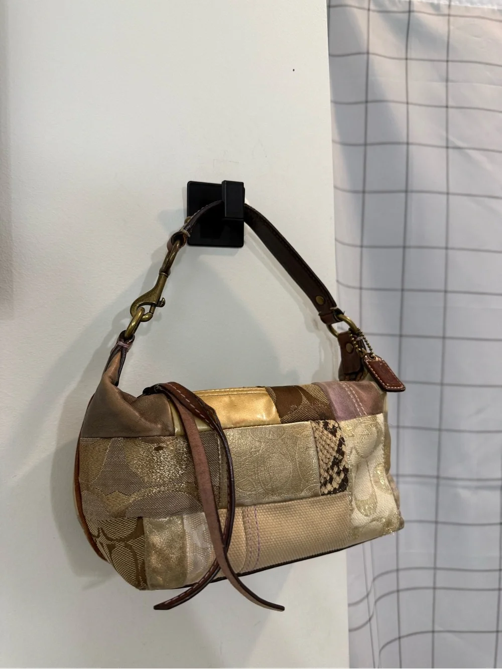 ULTRA RARE! Coach (2006) Holiday Patchwork Signature Baguette Shoulder Bag
